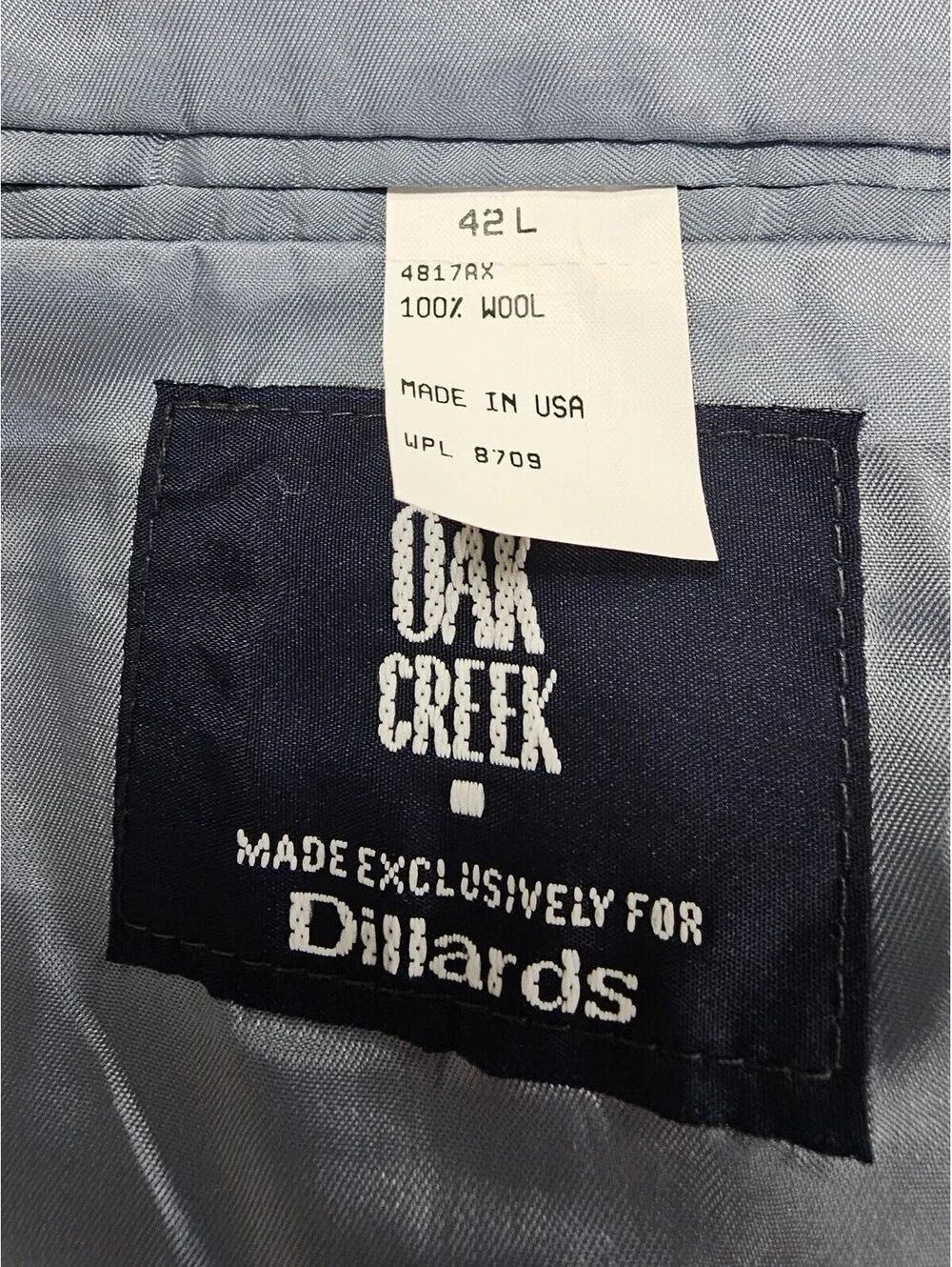 Oak Creek for Dillard's 100% Wool Blazer. 42L. Herringbone pattern. Made in USA.